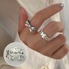 Bague de doigt ouverte vintage pour femme à double couche géométrique de style coréen plaquée argent S925