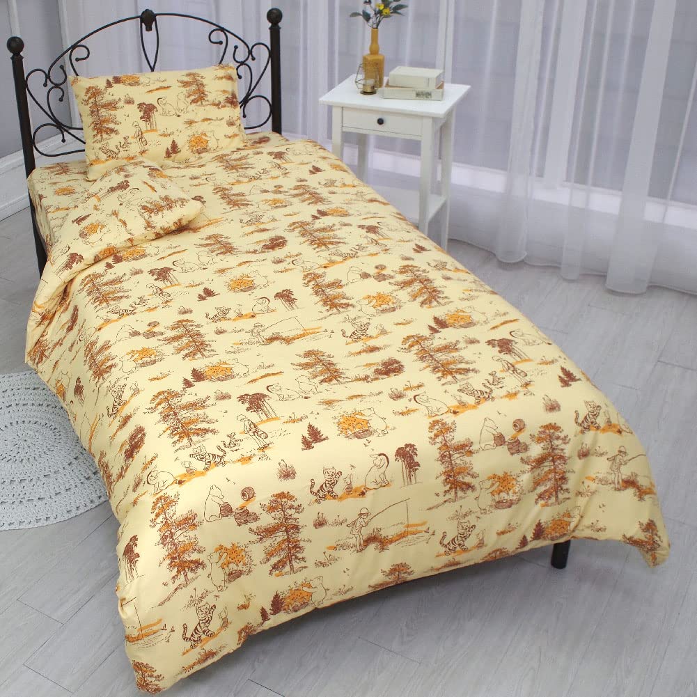 Disney Winnie the Pooh Classic Pooh Duvet Cover and Character Design 3-Piece Set, Pillowcases, Sheets, Comforter, Single, (SB-644-D)