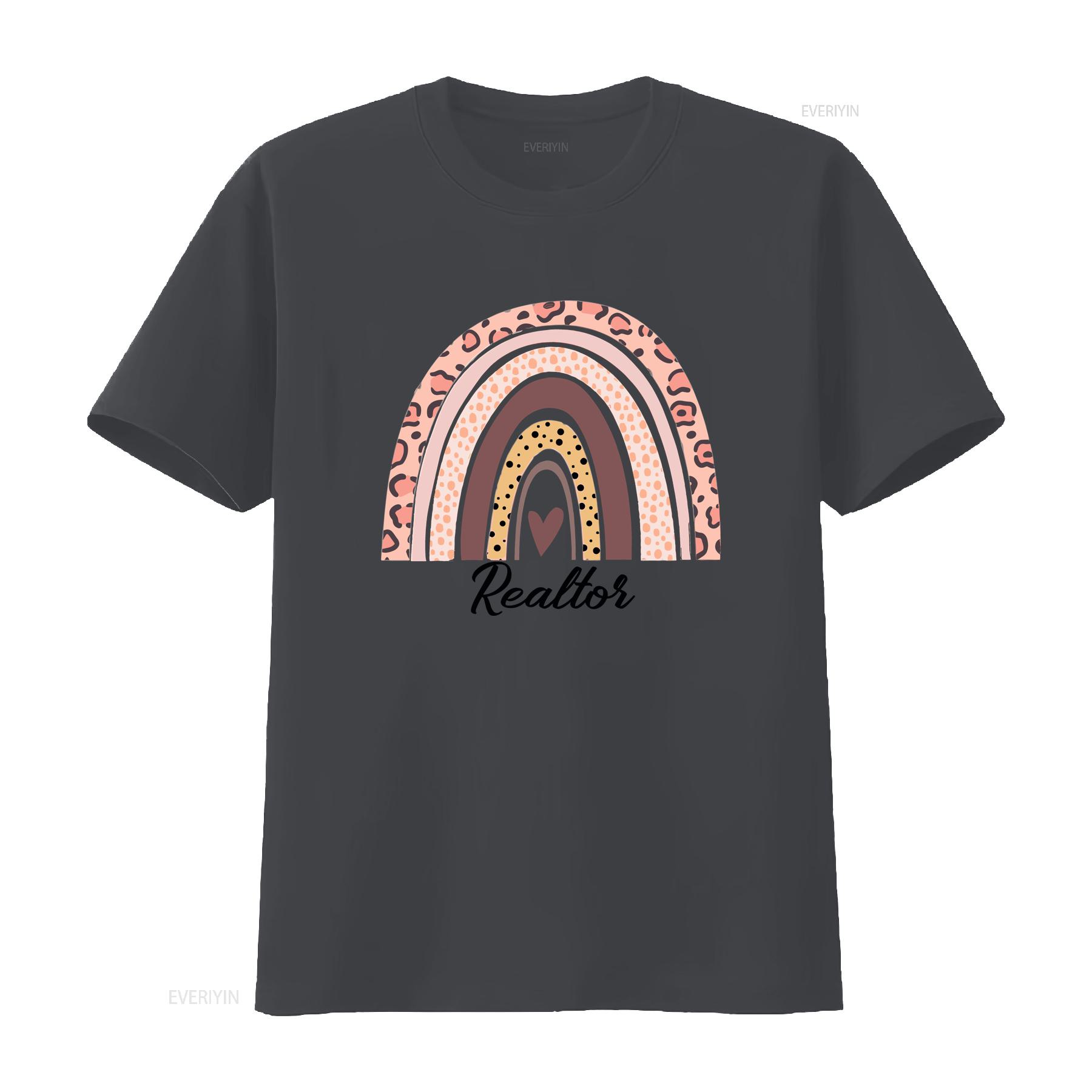 

Boho Rainbow realtor shirt Real Estate Womens T Ladies tee vintage Washed Breathable Casual Stretched Unisex graphic 4XL