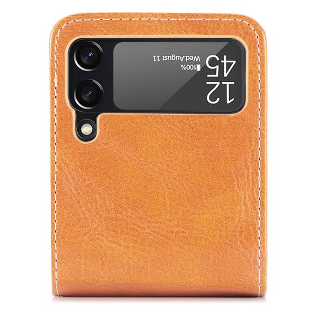 

Кожаный чехол без отпечатков пальцев для Samsung Galaxy Z Flip4 5g Flip 4 Flip3 Flip 3, чехол-кошелек для Samsung Z Flip4 for Samsung Z Flip 4 коричневый