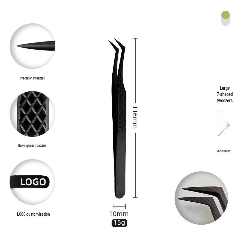 Golden Feather Stainless Steel Eyelash Tweezers for Grafting and Extensions