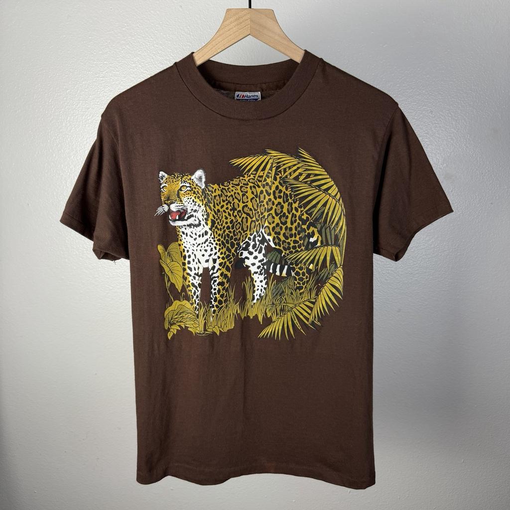 Vintage 80s Leopard Big Cats Cheetah USA Single Stitch Teletrend T Shirt Medium Unisex T-Shirt