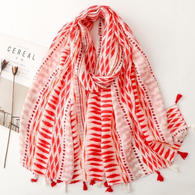 

Viscose Scarf Women Shawl Bohemian Style Cotton Linen Feeling Tassels Big Size Muslim Hijab Wrap Summer Beach Sunscreen 88x180cm