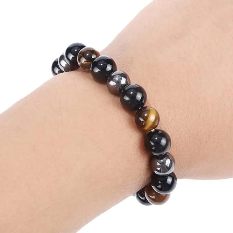 Bracciale Detox Linfatico da Donna Occhio di Tigre Ematite Bracciale in Pietra Naturale Bracciale Dimagrante da Uomo Gioielli per la Salute