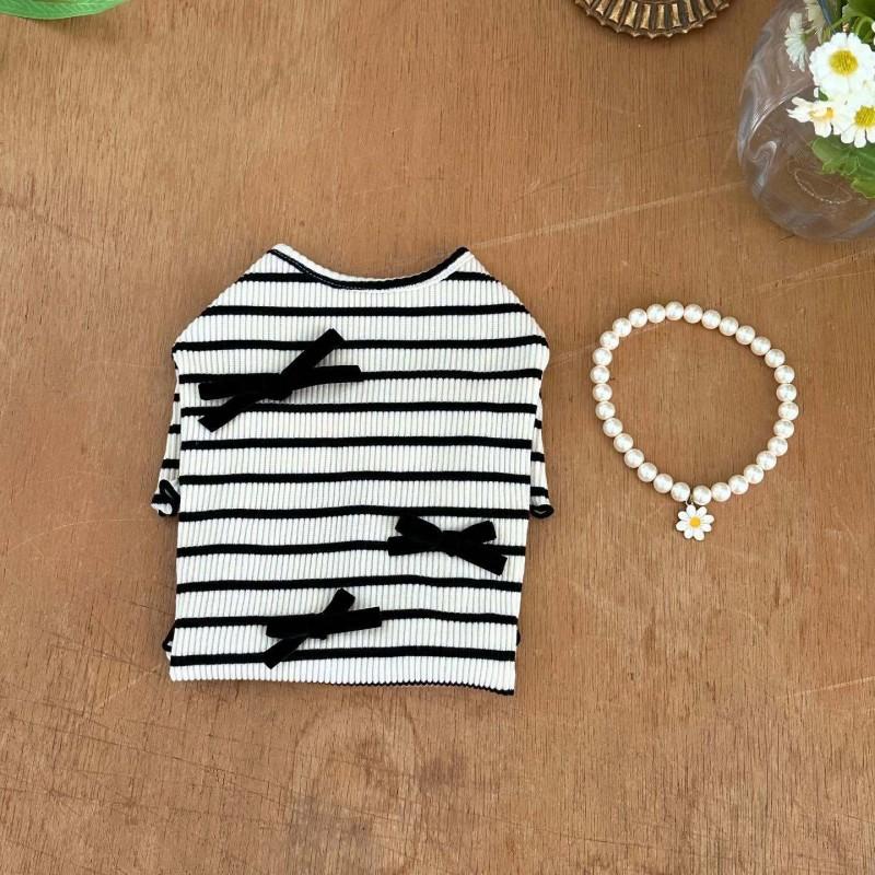 Striped Dog Vest Pet Dog Dress Dog Clothes for Small Dogs Chihuahua Bichon French Bulldog Bow Dog T Shirt Puppy Skirt