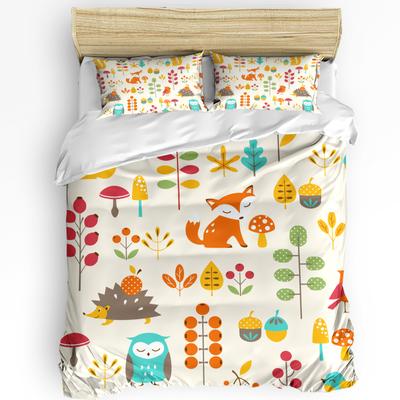 Thanksgiving Herbst Kürbis Blätter 3-teiliges Bettwäscheset für Schlafzimmer Doppelbett Heimtextilien Bettbezug Steppdeckenbezug Kissenbezug