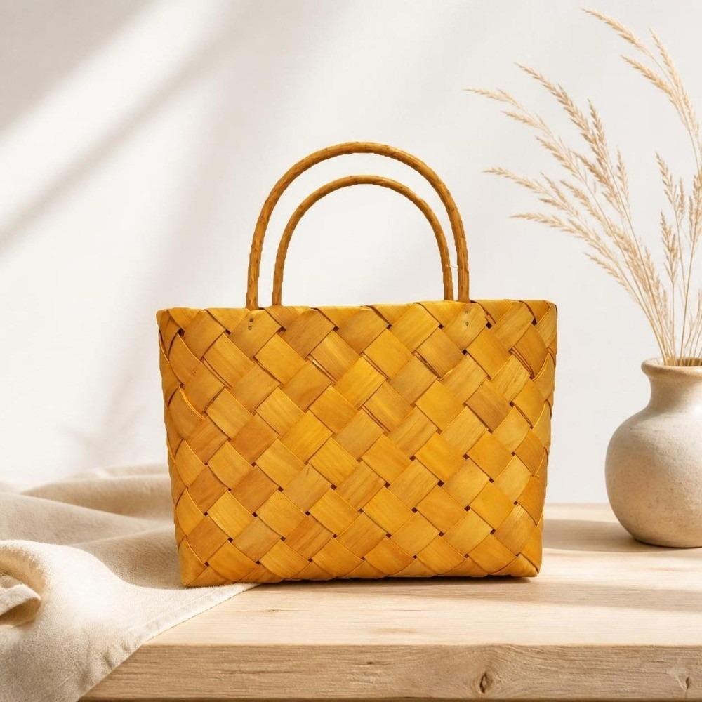 With Handle Bride Flower Basket Sundries Organizer Picnic Basket Vintage Hand-Woven Basket Gift