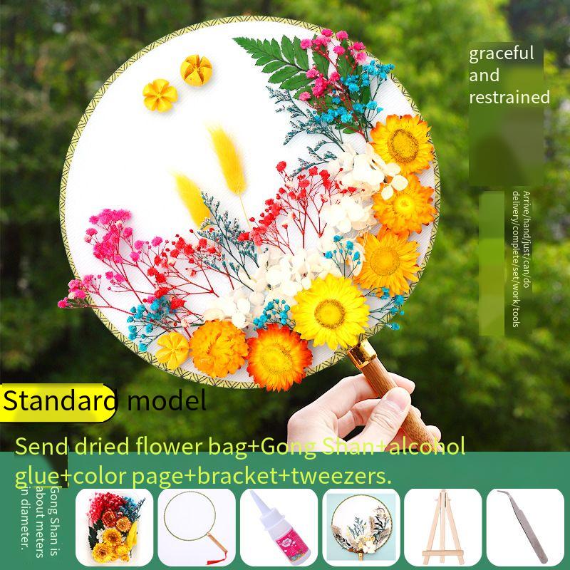 DIY Preserved Fresh Flower Hand Fans Creative Party Gift Home Decoration Fashion Decorative Chinese Japanese Fan Versatile New