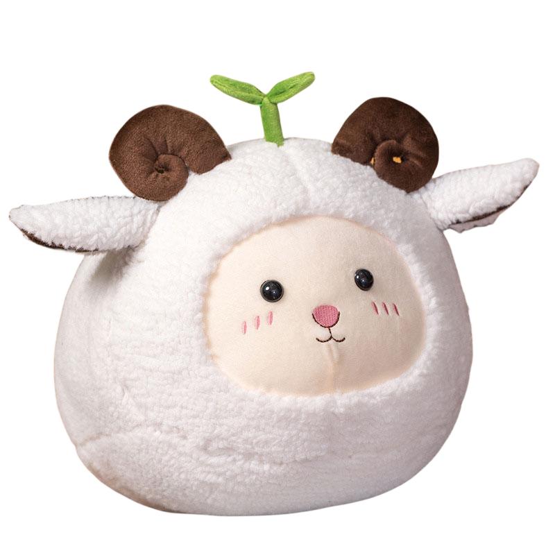 

Sheep Cartoon Kids Plush Toy Lamb Doll Headrest Kindergarten Gifts Decor Nursery 24cm/9.45in білий