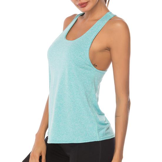 Workout Tank Solid Color Sweat-absorbing Breathable Relaxed-Fit Sleeveless Fitness Polyester Women Athletic Yoga Top Fitness Vest for Girl