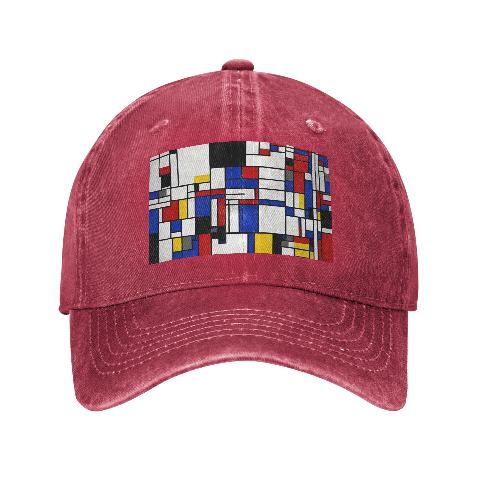 Piet Mondrian Baseball Caps Snapback Washed Denim Hats Casquette Sports Baseball Cowboy Hat for Unisex One Size