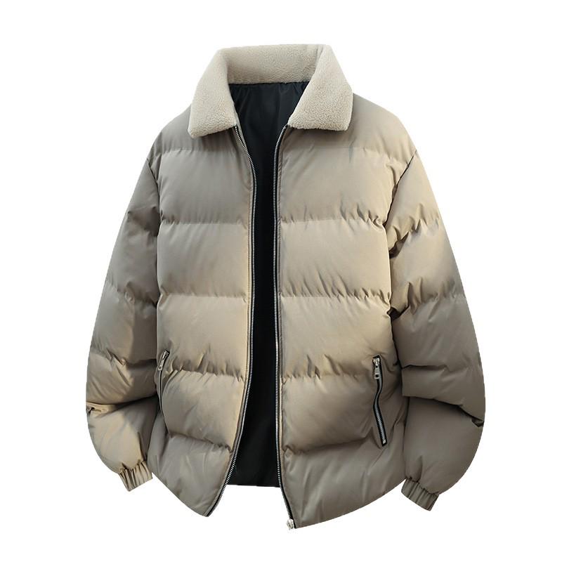 2025 Winter Herren Trendige Dicke Baumwolljacke mit Schönem Pelzkragen und Stehkragen