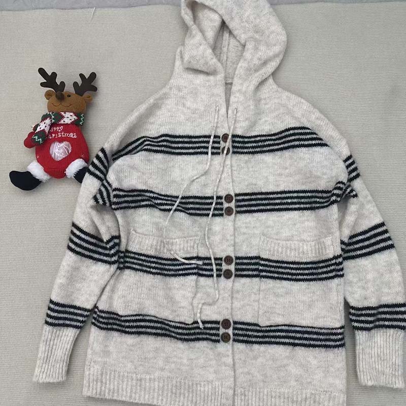 Sweaters Coat Cardigan for Women Autumn Winter Large Size Vintage Loose Long Sleeve Knit Cardigan Hooded Sweaters Jacket