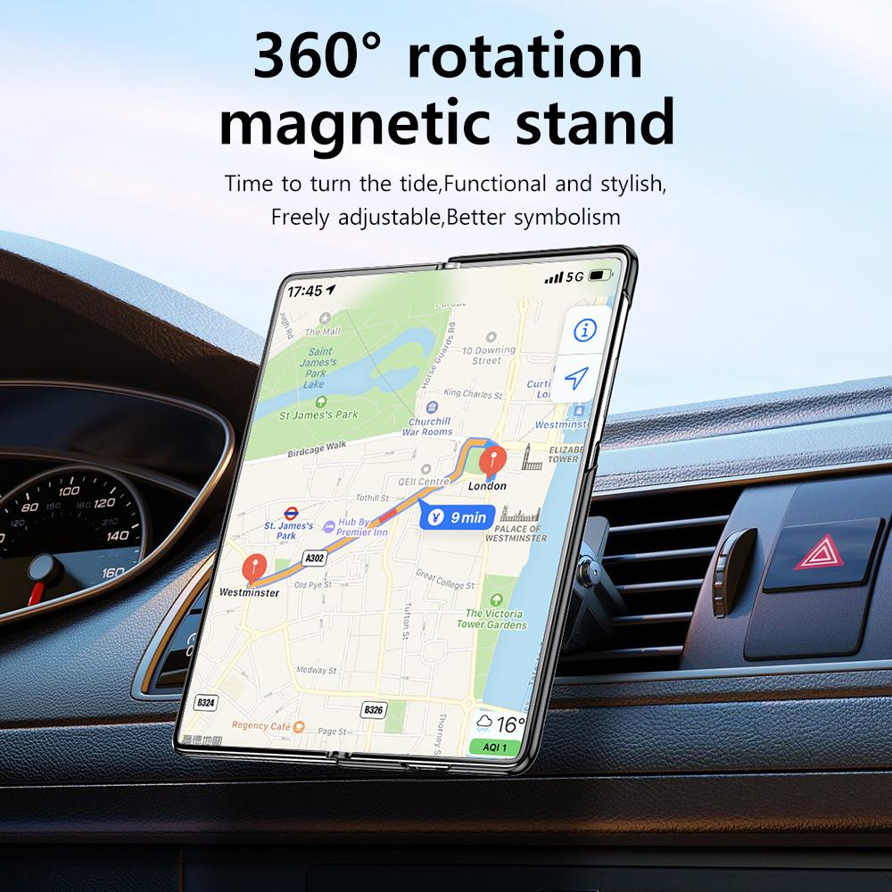 LANGSIDI Pouzdro na telefon z pravé kůže pro Oneplus Open 360° otočný stojánek prsten magnetický držák kryt pro OPPO Find N3