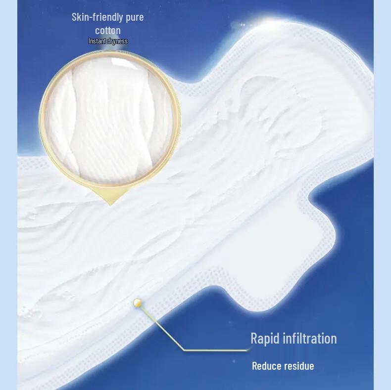 Seven Degrees Night Sanitary Napkin, 420mm, 6-Pack - Slim Soft Cotton Pads for Young Girls (A-QSA6904)