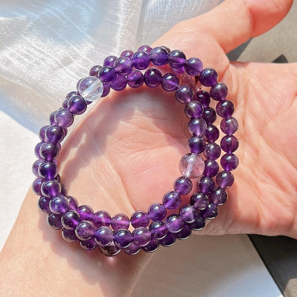 6Mm Autumn And Winter Natural Royal Amethyst Design Multi-Circle Bracelet Bracelet