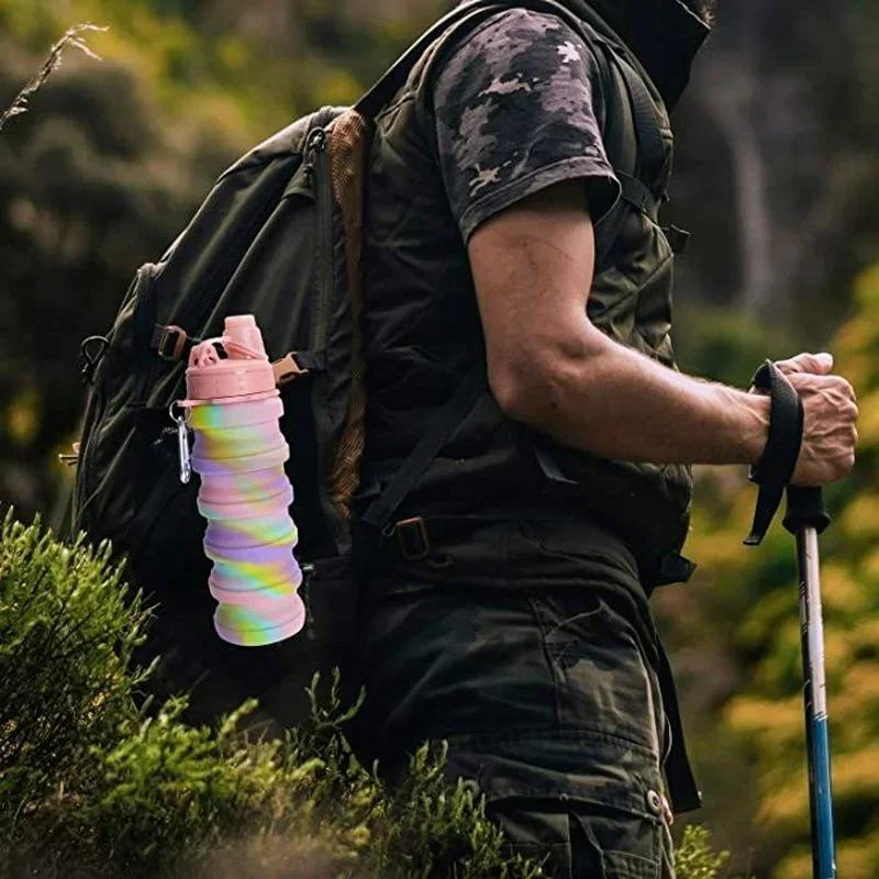 Skládací lahve na vodu na cestování, opakovaně použitelné skládací pro outdoor, posilovnu, kempování