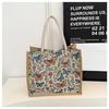New Women's Hand Linen Bag Butterfly Gold Silk Jacquard Embroidered Shoulder Bag Ethnic Style Large-capacity Tote Bag