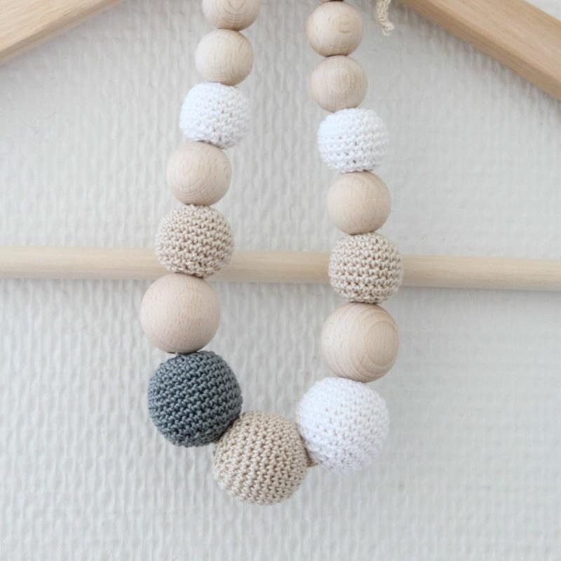 6ks 16mm/5 ks 20mm háčkované korálky Žvýkací korálky Náhrdelník na kousátka Diy Příslušenství k dudlíku Dřevěné kousátko pro miminko