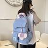 Handle Colorful Embroidered Design Color Blocked Student Backpack For Use Daily