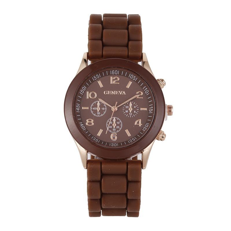 Spot GENEVA Silicone Watch Colored Jelly Student Leisure Watch Three Eyes No Diamond Geneva Watch