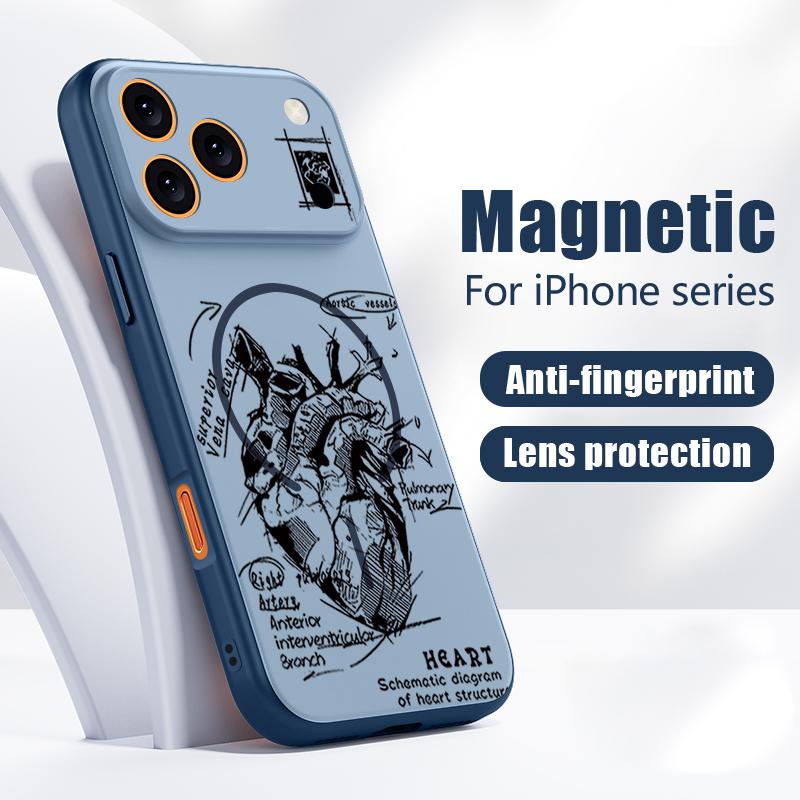Kreatywne Etui z Wzorem Serca Dla iPhone 17 Pro Max Magnetyczne Dla Magsafe Pokrowiec o Czucie Skóry Dla iPhone 16 15 14 13 Pro Max