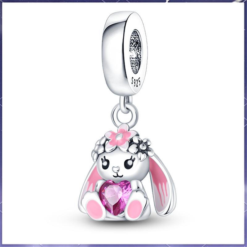 Оригинальный медный кулон Цветок Кролик Сердце Держащий Подходит Для DIY Аксессуаров Очаровательное Ожерелье Женская Модная Бижутерия