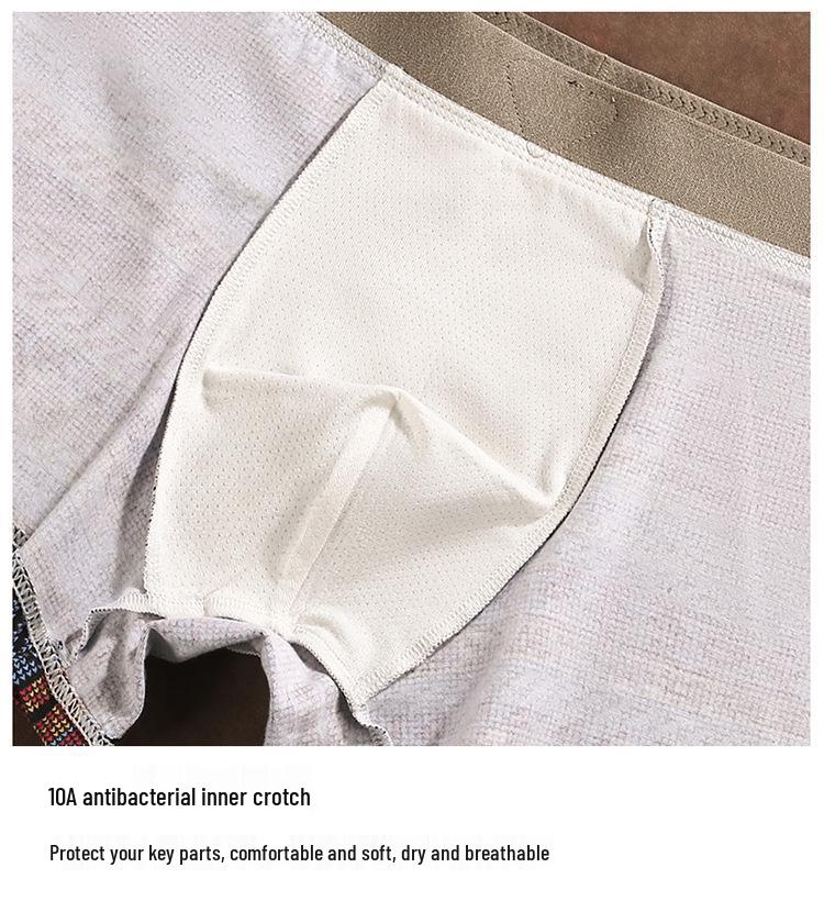 Ethnic Style Men's Pure Cotton Boxer Briefs - Comfortable, Breathable, Mid-Rise Trunks In American Light Luxury Design