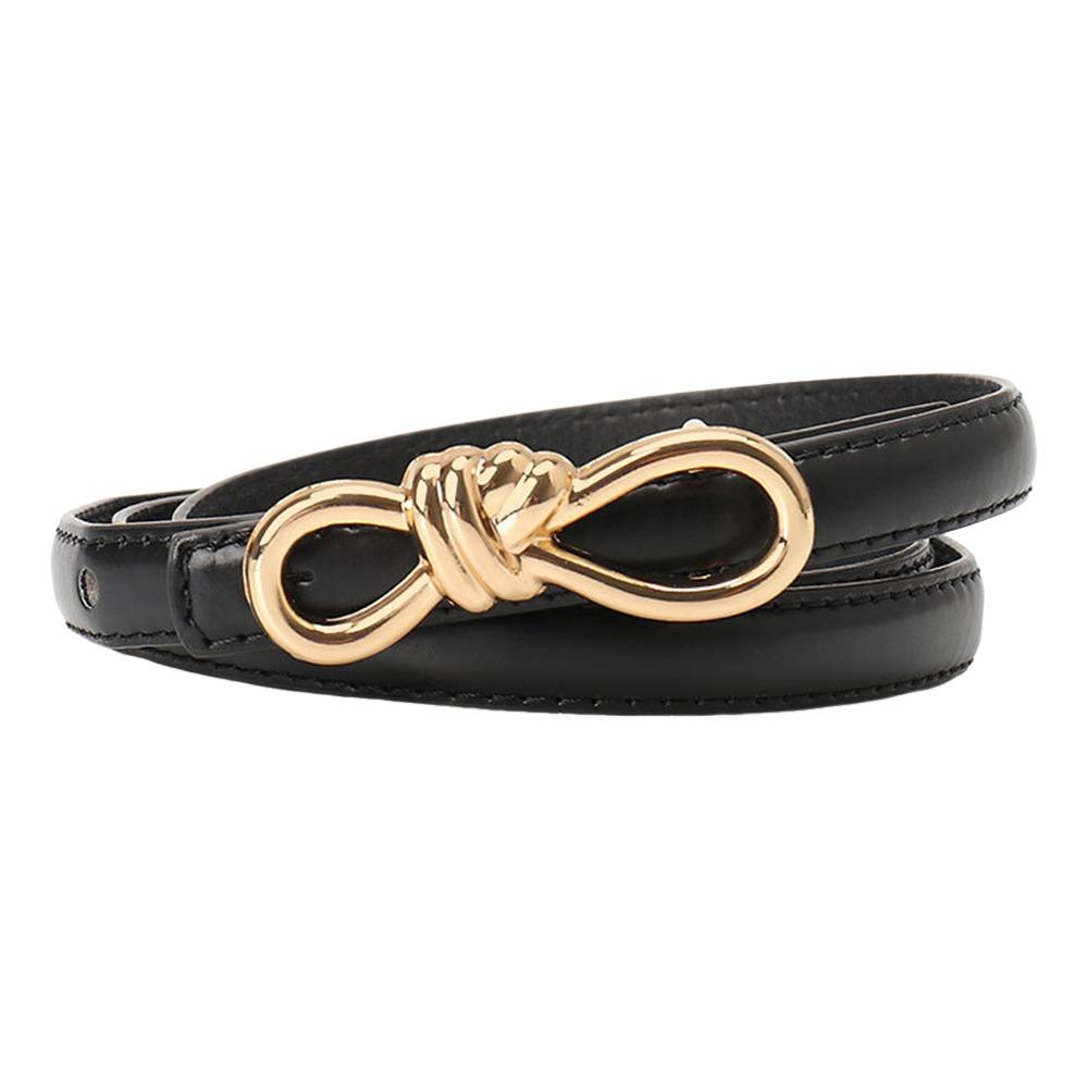 

Alloy Buckle Skinny Waist Straps Pu Leather Dress Coat Decorative Waistband Retro Waist Belt Women чорний