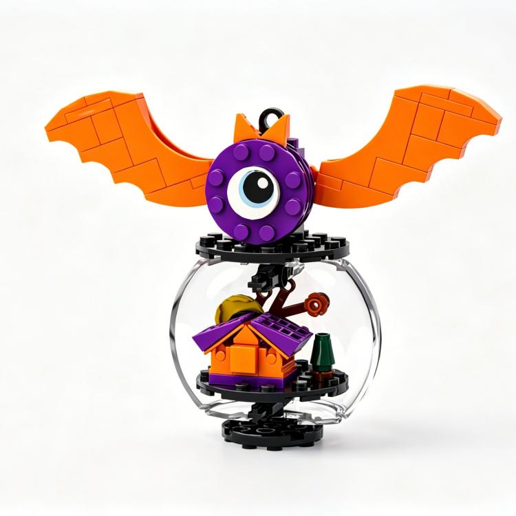 Halloween Building Block Ornament Set 5 Pcs Pumpkin Witch Spider Haunted House Brick Bauble DIY Holiday Hanging Decor Gift