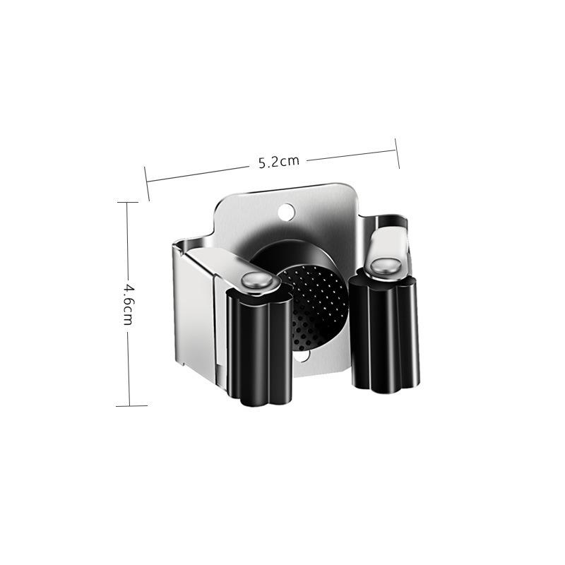 Stainless Steel Wall-Mounted Mop and Broom Holder, Punch-Free Clip for Bathroom Storage
