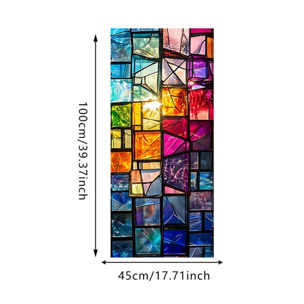 Static Cling Privacy Window Film Colorful Brick Decorative Window Stickers Home Decoration
