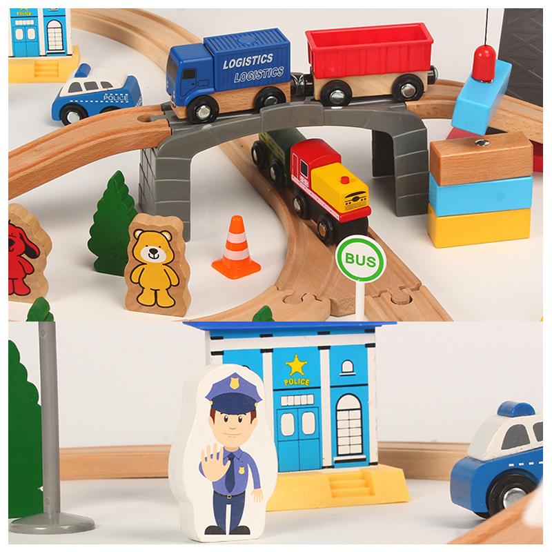 59pcs Hand Push Toy Track Set Small Train Track Children's Train Game Toy Car Compatible with Wooden Track Children New Toy PD23