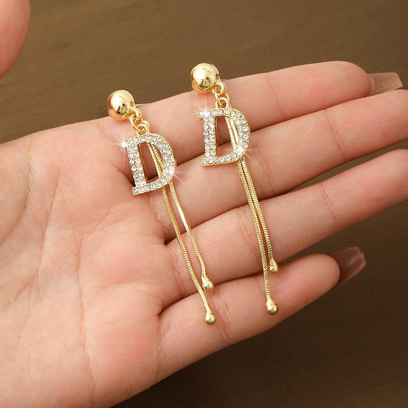 Elegant Tassel Letter Earrings: Stylish S925 Silver for Women