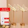 1PC USB Power Butterfly LED Desk Lamp | Modern Polished Metal with Acrylic Lampshade, Tricolor Dimmable Lighting