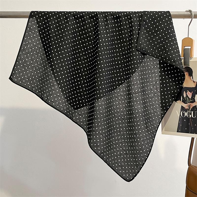 Summer Elegant Women 68cm Cotton Feeling Square Hair Scarf Dot Print Beach Stoles Hijab Shawl Wraps Bandana Echarpe