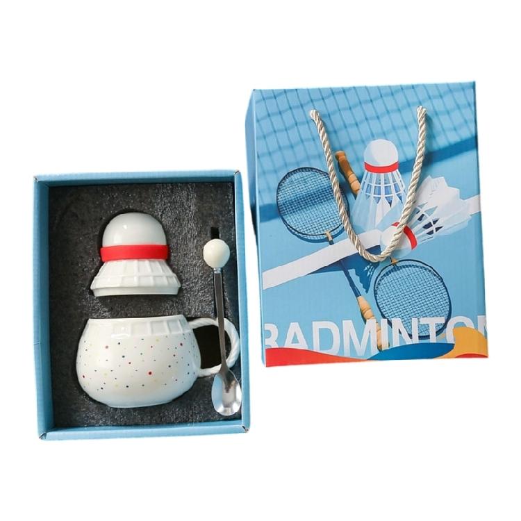 

Elegant Ceramic Badminton Mug 370ml Ergonomic Handle Large Capacity Coffee Drinking Mug Drinkware for Home