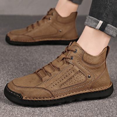 Men's Mid-Top Winter Fleece-Lined New High-Top Sports Climbing Shoes British Style Men's Working Boots