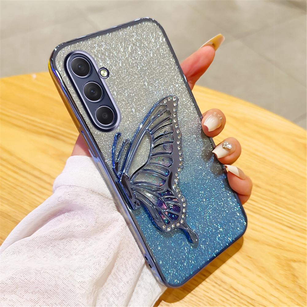 Gradient Butterfly Quicksand Phone Case For Samsung Galaxy M55 M54 M34 M14 M53 M52 M51 M23 M33 M21 M31 F15 Soft Silicone Cover