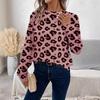 Round Neck 3D Printed Leopard Print Pattern Top Fashionable Casual Long Sleeved Women's Sweatshirts