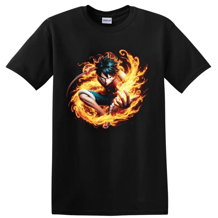 Monkey D Luffy Gear 5 Anime Fire Warrior T Shirt Action Adventure Tee Graphic