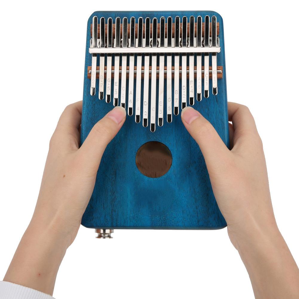 17 kláves Kalimba mahagon EQ palcové piano vestavěný snímač s přenosnou taškou Paroh soba(Modrý )