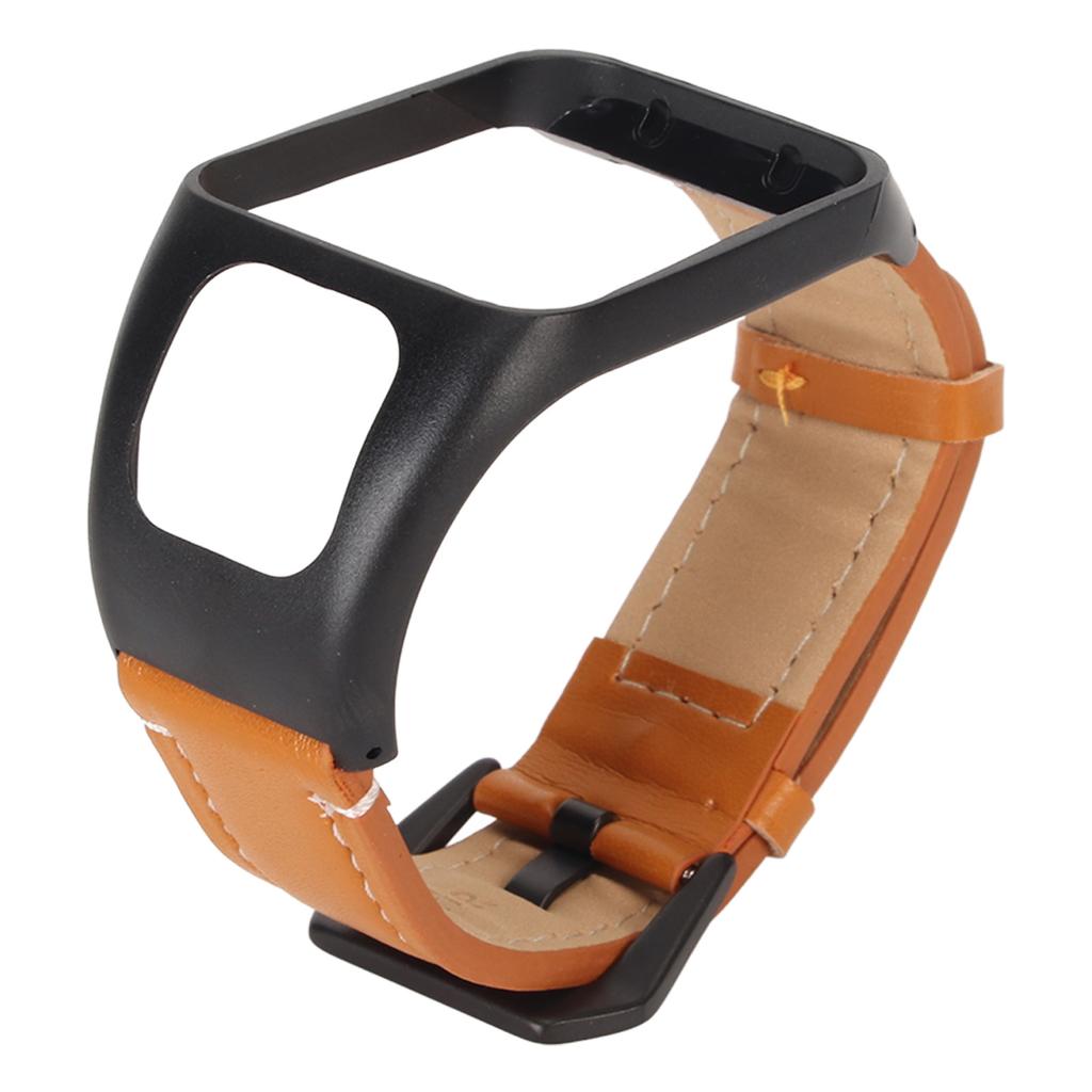 Watch Band Leather Quick Release Adjustable Vintage Watch Strap Replacement with Protector Case for TOMTOM Runner3