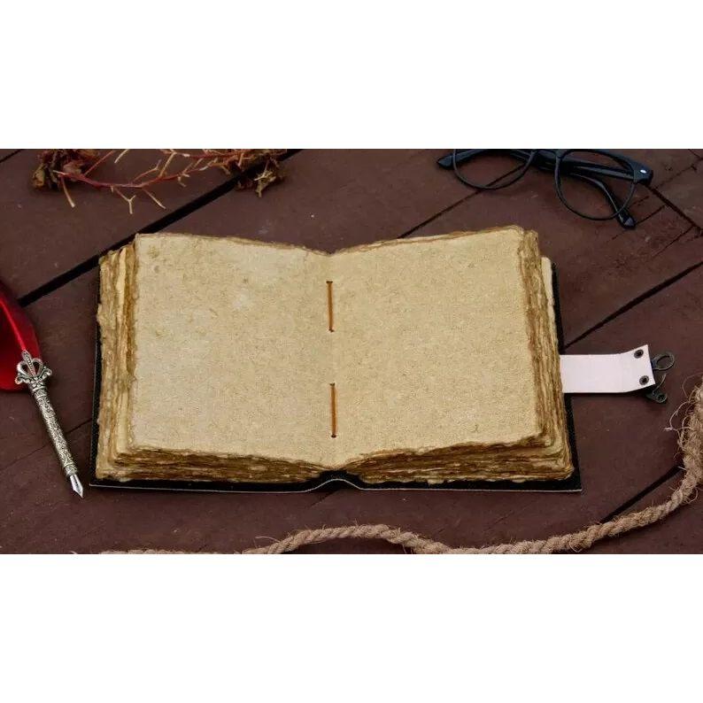 Baum Leder Journal Kristall Deckle Rand Altes Papier Vintage Tagebuch Für Geschichte Schreiben