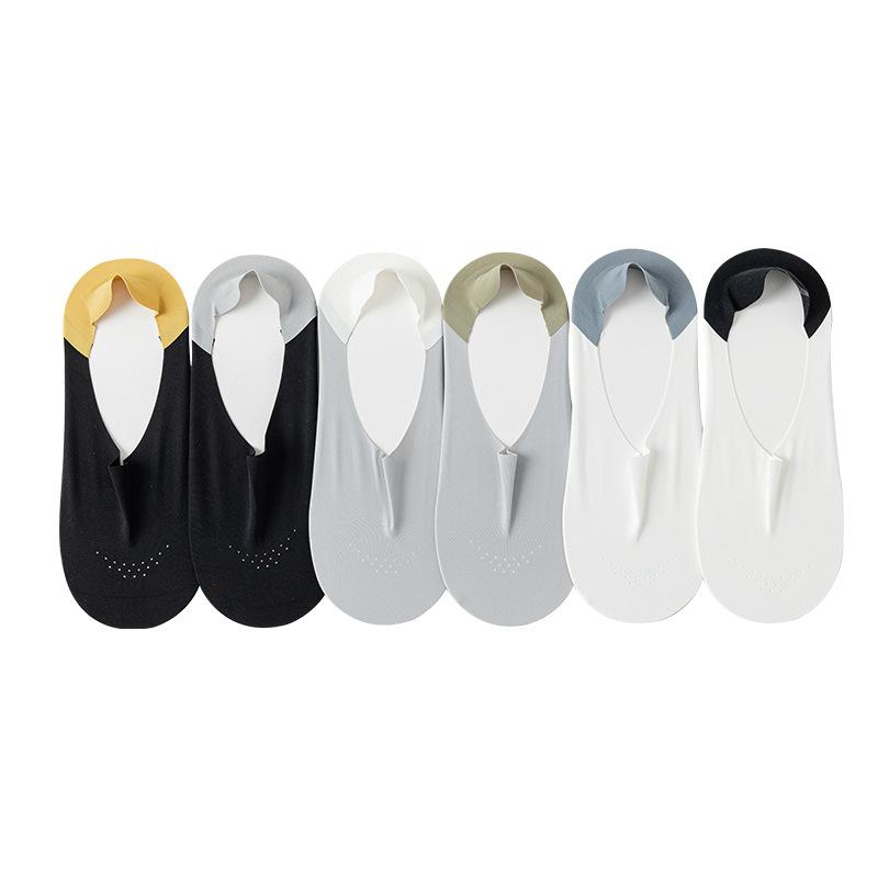 Silicone Non-slip Men Sock Slippers Summer Breathable Low Cut Boat Socks Men Male Seamless Ice Silk Invisible No Show Socks Sox