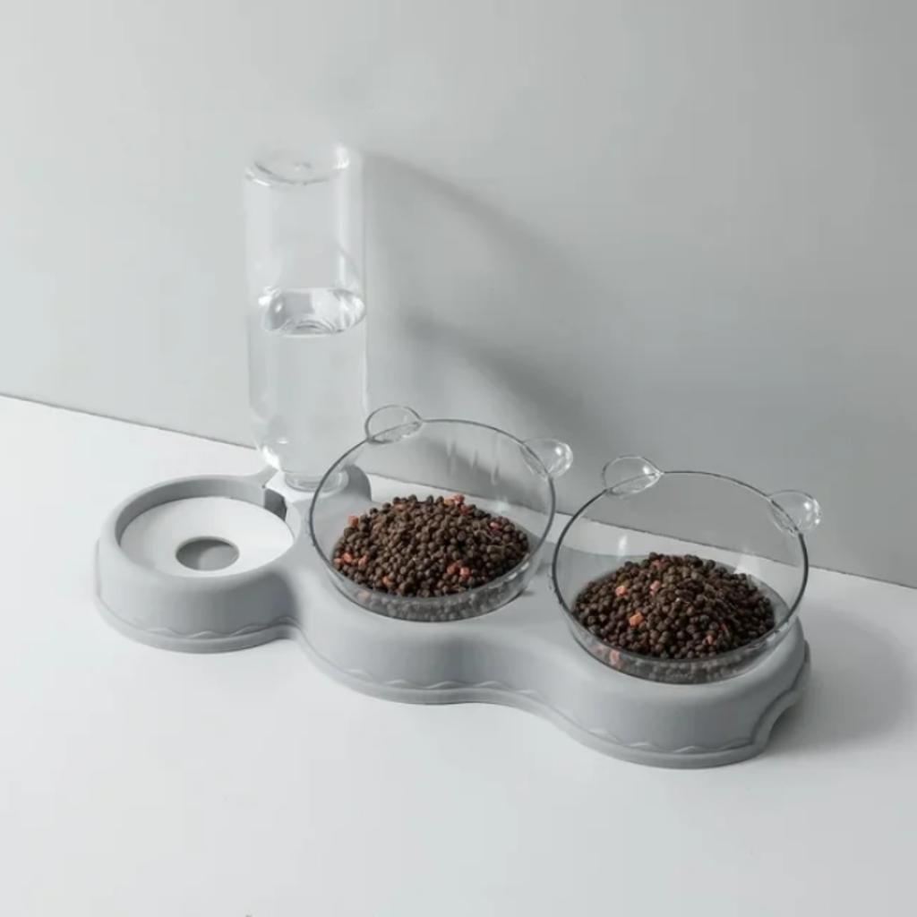 Triple Bowl for Cats and Dogs with a Water Dispenser and a Stand and a PetJet Water Fountain