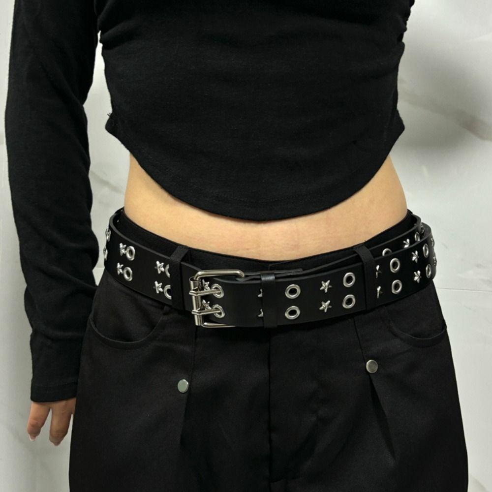 Jeans Decor Y2K Leather Belt Wide Belt Punk Waistband Fashion Rivet Waist Belt  Party