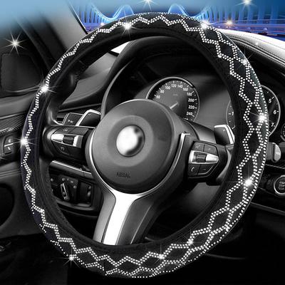 Coprivolante universale con strass da 38 cm con protezione per volante antiscivolo traspirante per auto con diamanti scintillanti in cristallo