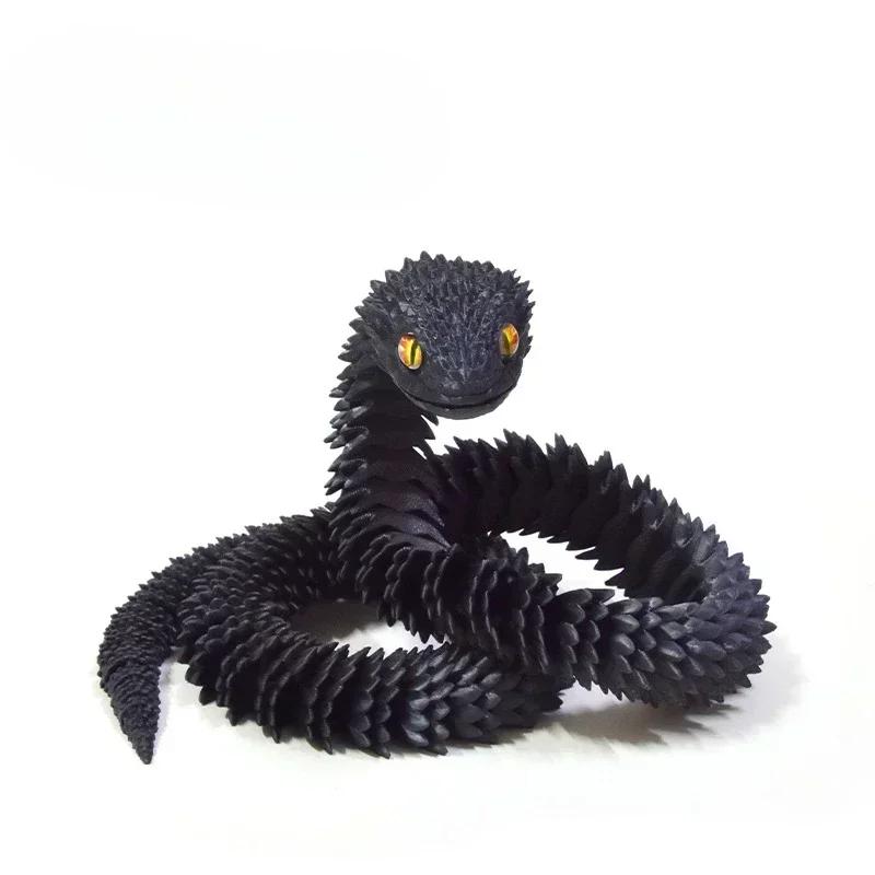 High-Quality 3D High-Quality Printed High-Quality Snake High-Quality Movable High-Quality Joint High-Quality Fidget High-Quality Toy Decorative 13CM чёрный
