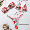 Women's 3-Piece Floral Bikini Set with Bandeau and Triangle Top